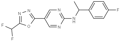 2-Pyrimidinamine, 5-[5-(difluoromethyl)-1,3,4-oxadiazol-2-yl]-N-[1-(4-fluorophenyl)ethyl]- Struktur