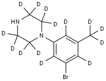 1-(3-bromo-5-(methyl-d3)phenyl-2,4,6-d3)piperazine-2,2,3,3,5,5,6,6-d8 Struktur