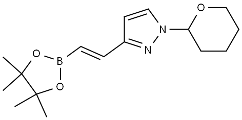 (E)-1-(Tetrahydro-2H-pyran-2-yl)-3-(2-(4,4,5,5-tetramethyl-1,3,2-dioxaborolan-2-yl)vinyl)-1H-pyrazole Struktur