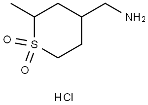4-(Aminomethyl)-2-methyltetrahydro-2H-thiopyran 1,1-dioxide hydrochloride Struktur