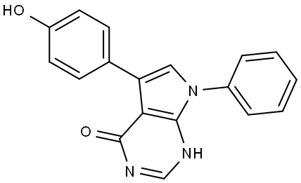 5-(4-hydroxyphenyl)-7-phenyl-1,7-dihydro-4H-pyrrolo[2,3-d]pyrimidin-4-one Struktur