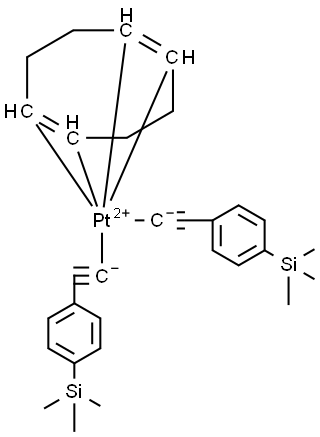 platinum(2+) (1Z,5Z)-cycloocta-1,5-diene bis([4-(trimethylsilyl)phenyl]ethyne) Struktur