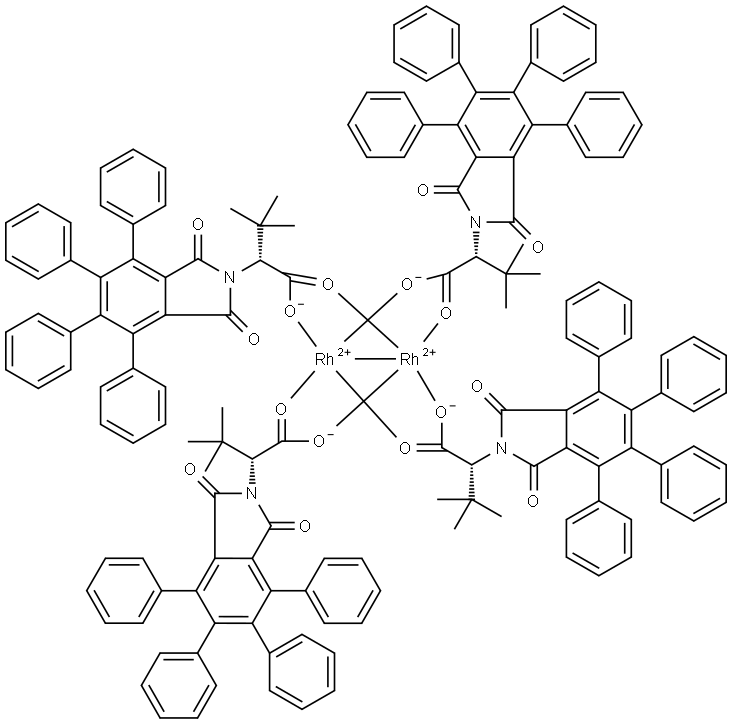 Tetrakis[μ-[(αR)-α-(1,1-dimethylethyl)-1,3-dihydro-1,3-dioxo-4,5,6,7-tetraphenyl-2H-isoindole-2-acetato-κO:κO']]diRhodium(Rh-Rh) Struktur