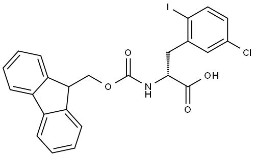 (R)-2-((((9H-Fluoren-9-yl)methoxy)carbonyl)amino)-3-(5-chloro-2-iodophenyl)propanoic acid Struktur