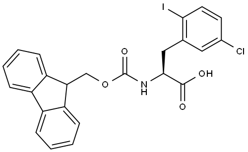 (S)-2-((((9H-Fluoren-9-yl)methoxy)carbonyl)amino)-3-(5-chloro-2-iodophenyl)propanoic acid Struktur