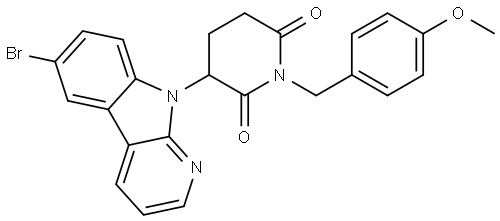 2,6-Piperidinedione, 3-(6-bromo-9H-pyrido[2,3-b]indol-9-yl)-1-[(4-methoxyphenyl)methyl]- Struktur