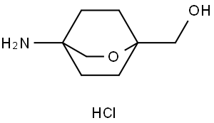 2-Oxabicyclo[2.2.2]octane-1-methanol, 4-amino-, hydrochloride (1:1) Structure