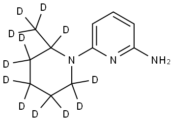 6-(2-(methyl-d3)piperidin-1-yl-2,3,3,4,4,5,5,6,6-d9)pyridin-2-amine Struktur