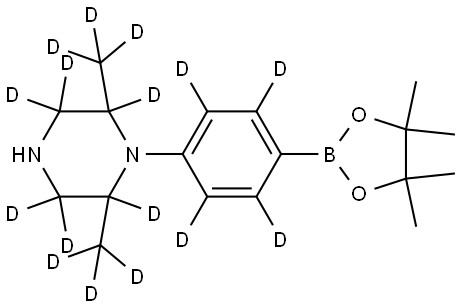 2,6-bis(methyl-d3)-1-(4-(4,4,5,5-tetramethyl-1,3,2-dioxaborolan-2-yl)phenyl-2,3,5,6-d4)piperazine-2,3,3,5,5,6-d6 Structure