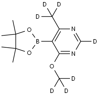 4-(methoxy-d3)-6-(methyl-d3)-5-(4,4,5,5-tetramethyl-1,3,2-dioxaborolan-2-yl)pyrimidine-2-d Struktur