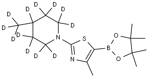 4-methyl-2-(4-(methyl-d3)piperidin-1-yl-2,2,3,3,4,5,5,6,6-d9)-5-(4,4,5,5-tetramethyl-1,3,2-dioxaborolan-2-yl)thiazole Struktur