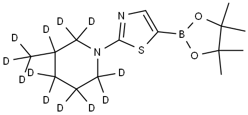 2-(3-(methyl-d3)piperidin-1-yl-2,2,3,4,4,5,5,6,6-d9)-5-(4,4,5,5-tetramethyl-1,3,2-dioxaborolan-2-yl)thiazole Struktur