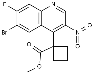 methyl 1-(6-bromo-7-fluoro-3-nitroquinolin-4-yl)cyclobutane-1-carboxylate Structure