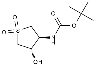 rac-tert-butyl N-[(3R,4R)-4-hydroxy-1,1-dioxo-1lambda6-thiolan-3-yl]carbamate Struktur