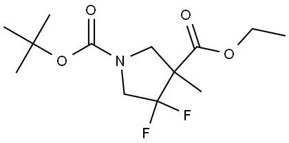 1-(tert-butyl) 3-ethyl 4,4-difluoro-3-methylpyrrolidine-1,3-dicarboxylate Struktur