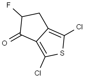 1,3-Dichloro-5-fluoro-5,6-dihydro-4H-cyclopenta[c]thiophen-4-one Struktur