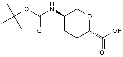trans-5-(Boc-amino)-tetrahydro-pyran-2-carboxylic acid Struktur