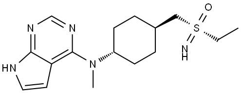 7H-Pyrrolo[2,3-d]pyrimidin-4-amine, N-[trans-4-[[[S(R)]-S-ethylsulfonimidoyl]methyl]cyclohexyl]-N-methyl- Struktur