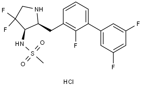 N-[(2S,3R)-2-{[3-(3,5-difluorophenyl)-2-fluorophenyl]methyl}-4,4-difluoropyrrolidin-3-yl]methanesulfonamide hydrochloride|AC211876