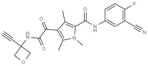 N-(3-氰基-4-氟苯基)-4-[2-[(3-乙炔基氧雜環(huán)丁烷-3-基)氨基]-2-氧代乙?；鵠-1,3,5-三甲基-1H-吡咯-2-甲酰胺, 2495324-66-6, 結構式
