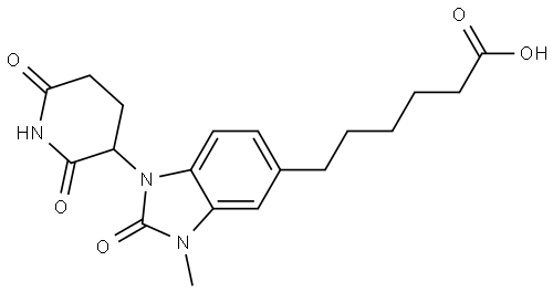 6-(1-(2,6-Dioxopiperidin-3-yl)-3-methyl-2-oxo-2,3-dihydro-1H-benzo[d]imidazol-5-yl)hexanoic acid Struktur