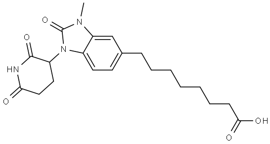 8-(1-(2,6-Dioxopiperidin-3-yl)-3-methyl-2-oxo-2,3-dihydro-1H-benzo[d]imidazol-5-yl)octanoic acid Struktur
