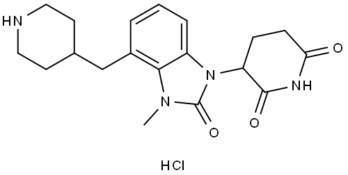 3-(3-Methyl-2-oxo-4-(piperidin-4-ylmethyl)-2,3-dihydro-1H-benzo[d]imidazol-1-yl)piperidine-2,6-dione hydrochloride Struktur