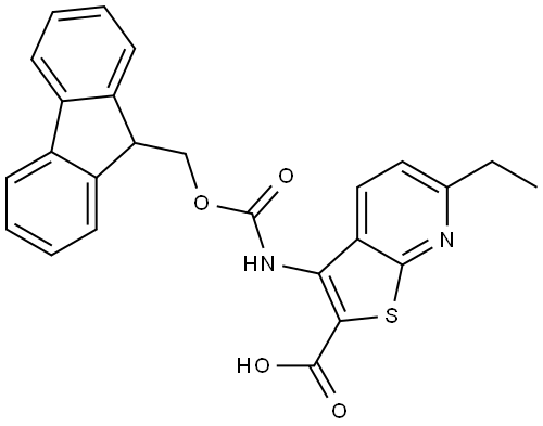 3-((((9H-Fluoren-9-yl)methoxy)carbonyl)amino)-6-ethylthieno[2,3-b]pyridine-2-carboxylic acid Struktur