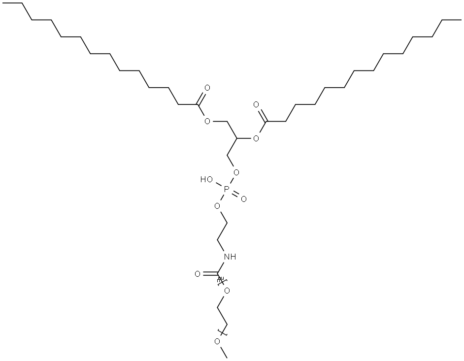 Poly(oxy-1,2-ethanediyl), α-[(9R)-6-hydroxy-6-oxido-1,12-dioxo-9-[(1-oxotetradecyl)oxy]-5,7,11-trioxa-2-aza-6-phosphapentacos-1-yl]-ω-methoxy- Struktur