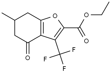 ethyl 6-methyl-4-oxo-3-(trifluoromethyl)-4,5,6,7-tetrahydrobenzofuran-2-carboxylate Struktur