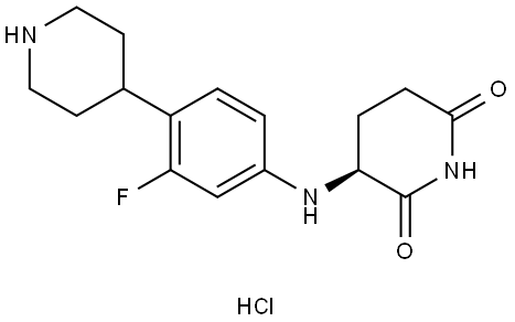 (S)-3-((3-fluoro-4-(piperidin-4-yl)phenyl)amino)piperidine-2,6-dione hydrochloride Struktur