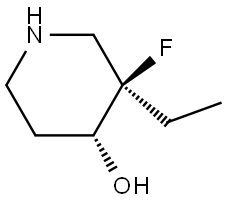 rel-(3R,4R)-3-Ethyl-3-fluoro-4-piperidinol Struktur