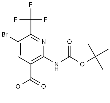 3-Pyridinecarboxylic acid, 5-bromo-2-[[(1,1-dimethylethoxy)carbonyl]amino]-6-(trifluoromethyl)-, methyl ester Struktur