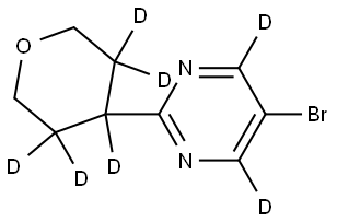 5-bromo-2-(tetrahydro-2H-pyran-4-yl-3,3,4,5,5-d5)pyrimidine-4,6-d2 Structure