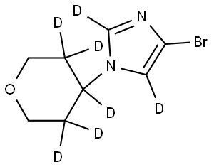 4-bromo-1-(tetrahydro-2H-pyran-4-yl-3,3,4,5,5-d5)-1H-imidazole-2,5-d2 Struktur