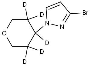 3-bromo-1-(tetrahydro-2H-pyran-4-yl-3,3,4,5,5-d5)-1H-pyrazole Struktur