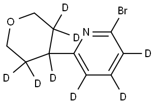 2-bromo-6-(tetrahydro-2H-pyran-4-yl-3,3,4,5,5-d5)pyridine-3,4,5-d3 Struktur