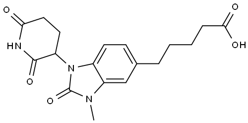 5-(1-(2,6-Dioxopiperidin-3-yl)-3-methyl-2-oxo-2,3-dihydro-1H-benzo[d]imidazol-5-yl)pentanoic acid Struktur