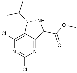 Methyl 5,7-dichloro-1-isopropyl-2,3-dihydro-1H-pyrazolo[4,3-d]pyrimidine-3-carboxylate Struktur