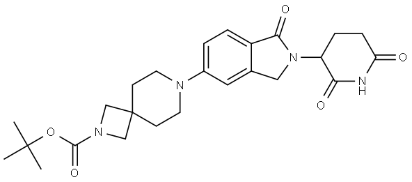 tert-butyl 7-(2-(2,6-dioxopiperidin-3-yl)-1-oxo-2,3-dihydro-1H-isoindol-5-yl)-2,7-diazaspiro[3.5]nonane-2-carboxylate Struktur