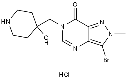 7H-Pyrazolo[4,3-d]pyrimidin-7-one, 3-bromo-2,6-dihydro-6-[(4-hydroxy-4-piperidinyl)methyl]-2-methyl-, hydrochloride (1:1) Struktur