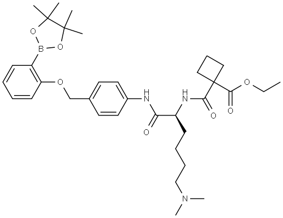 Ethyl-cBut-Lys(dimethyl)-PAB-o-Pinacolphenyl ether Struktur