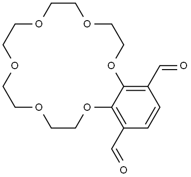 2,3,5,6,8,9,11,12,14,15-decahydrobenzo[b][1,4,7,10,13,16]hexaoxacyclooctadecine-17,20-dicarbaldehyde Struktur