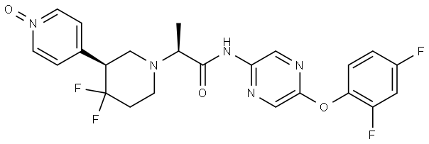 1-Piperidineacetamide, N-[5-(2,4-difluorophenoxy)-2-pyrazinyl]-4,4-difluoro-α-methyl-3-(1-oxido-4-pyridinyl)-, (αS,3S)- Struktur