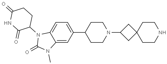 3-(5-(1-(7-azaspiro[3.5]nonan-2-yl)piperidin-4-yl)-3-methyl-2-oxo-2,3-dihydro-1H-benzo[d]imidazol-1-yl)piperidine-2,6-dione hydrochloride Struktur