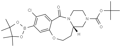 (S)-tert-Butyl 10-chloro-12-oxo-9-(4,4,5,5-tetramethyl-1,3,2-dioxaborolan-2-yl)-1,2,4,4a,5,6-hexahydrobenzo[b]pyrazino[1,2-e][1,5]oxazocine-3(12H)-carboxylate Struktur
