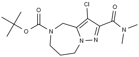 4H-Pyrazolo[1,5-a][1,4]diazepine-5(6H)-carboxylic acid, 3-chloro-2-[(dimethylamino)carbonyl]-7,8-dihydro-, 1,1-dimethylethyl ester Struktur