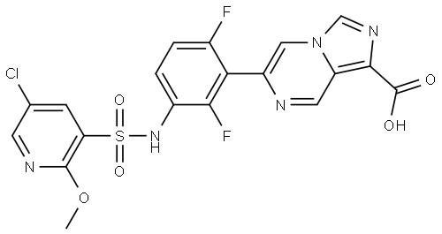 6-(3-((5-chloro-2-methoxypyridine)-3-sulfonamido)-2,6-difluorophenyl)imidazo[1,5-a]pyrazine-1-carboxylic acid|