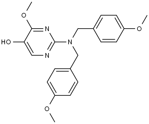 2-[Bis[(4-methoxyphenyl)methyl]amino]-4-methoxy-5-pyrimidinol Struktur