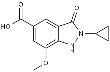 2-Cyclopropyl-2,3-dihydro-7-methoxy-3-oxo-1H-indazole-5-carboxylic acid Struktur
